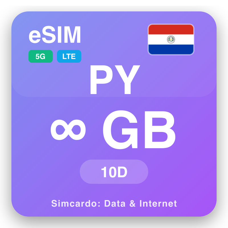 eSIM Paragoay Unlimited ho an'ny 10 andro