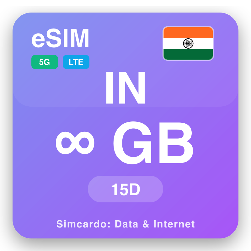 eSIM ਭਾਰਤ Unlimited 15 ਦਿਨ ਲਈ