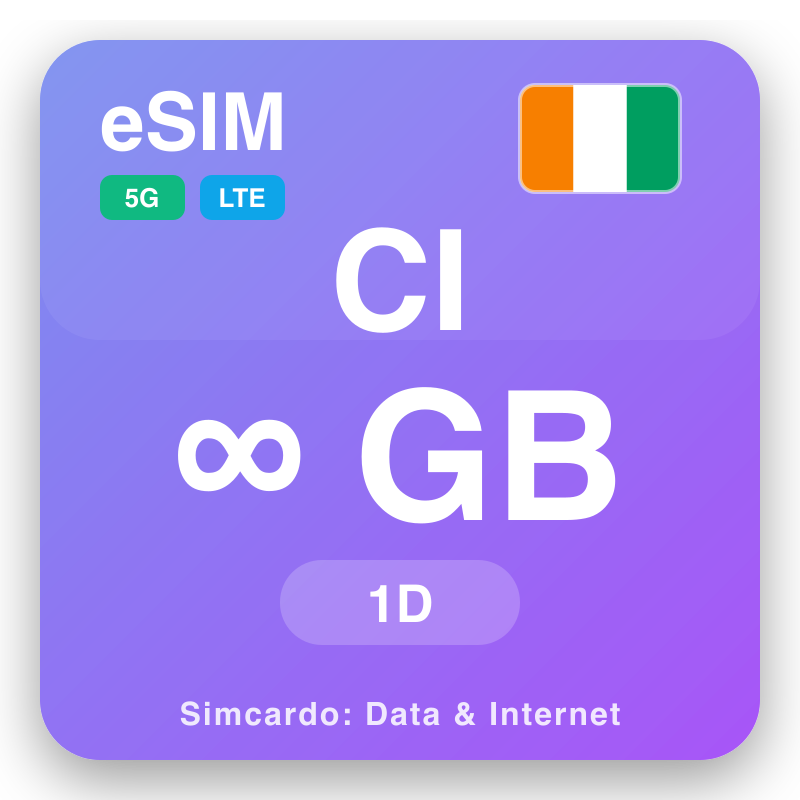 eSIM Elfenbenskysten - reisedataplaner og mobil internett