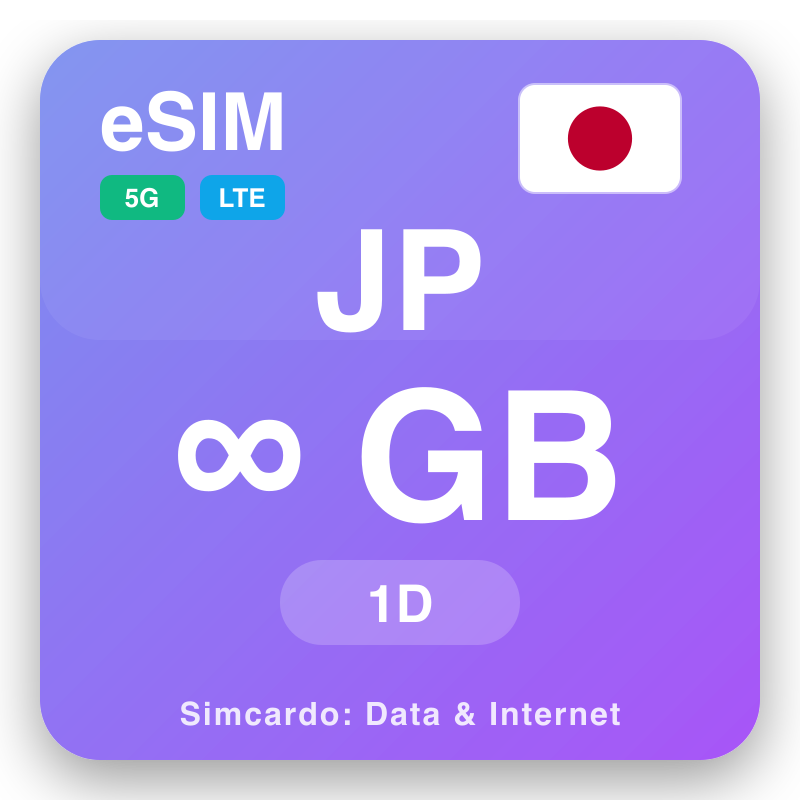 eSIM Japonya Unlimited 1 gün için