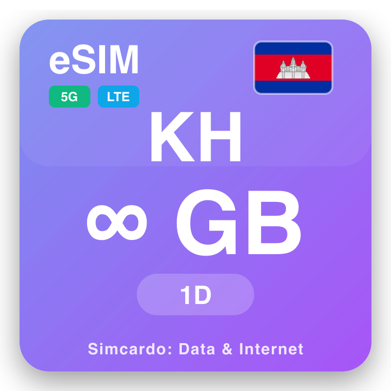 eSIM កម្ពុជា Unlimited សម្រាប់ 1 ថ្ងៃ