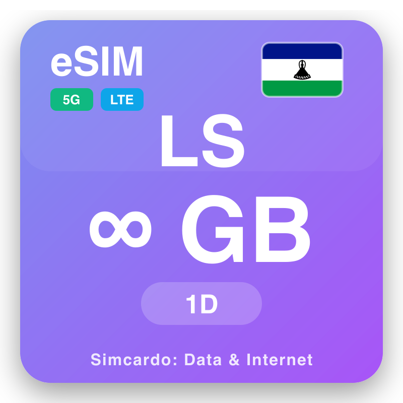 eSIM Lesotho Unlimited pou 1 jou