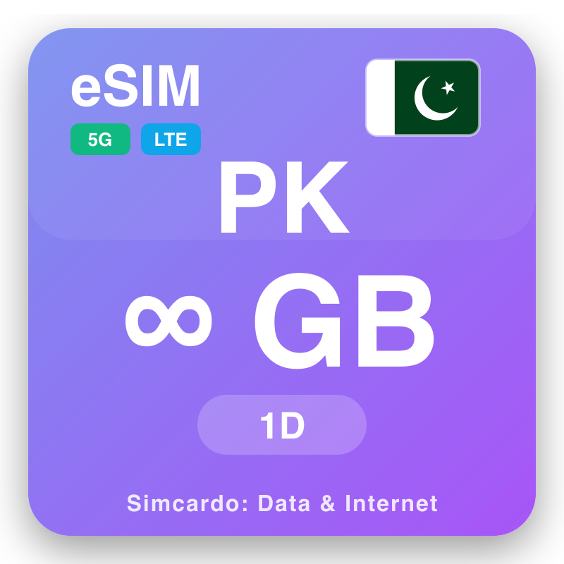 eSIM Pakisitan Unlimited fun 1 ọjọ