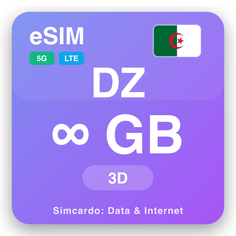 eSIM Algeria Unlimited pe 3 días rupi