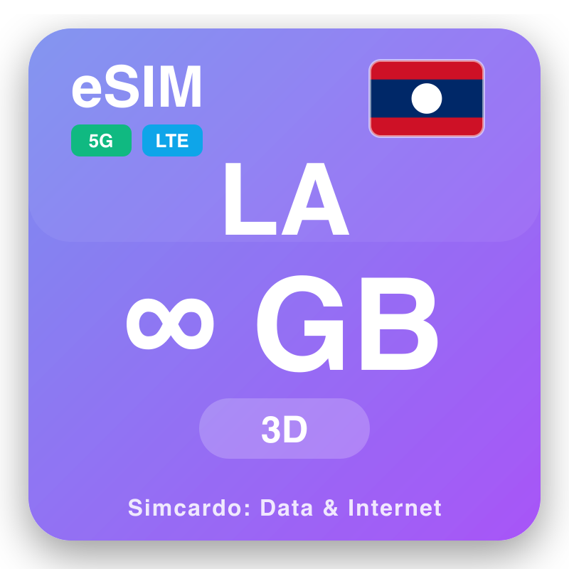 eSIM Լաոս Unlimited միայն 3 օրեր համար