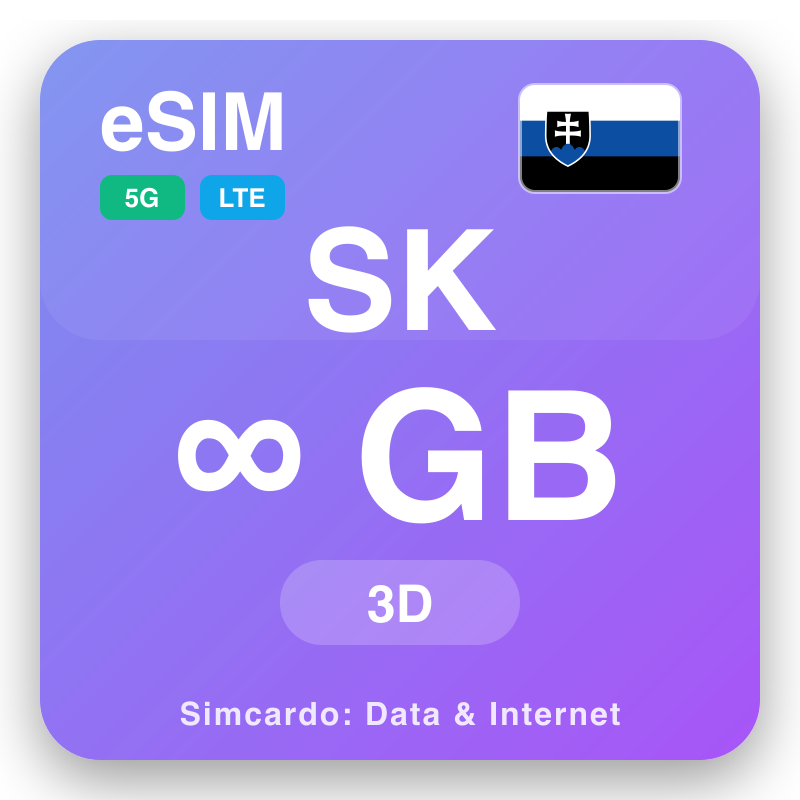 eSIM is-Slovakkja Unlimited għal 3 ġimgħat