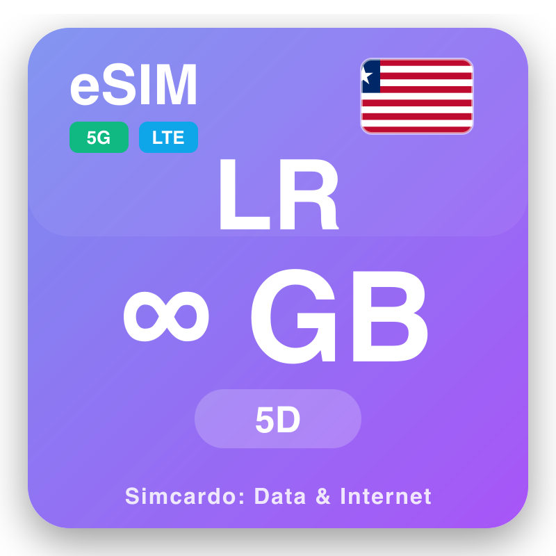 eSIM Libērija Unlimited uz 5 dienas