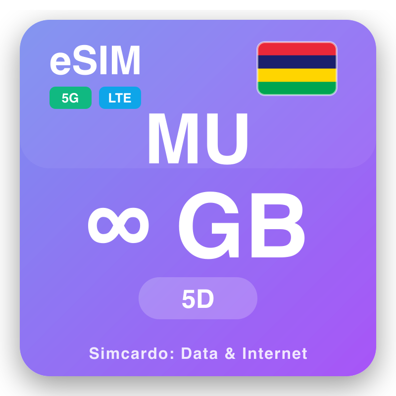 eSIM Mauritius Unlimited me 5 siga