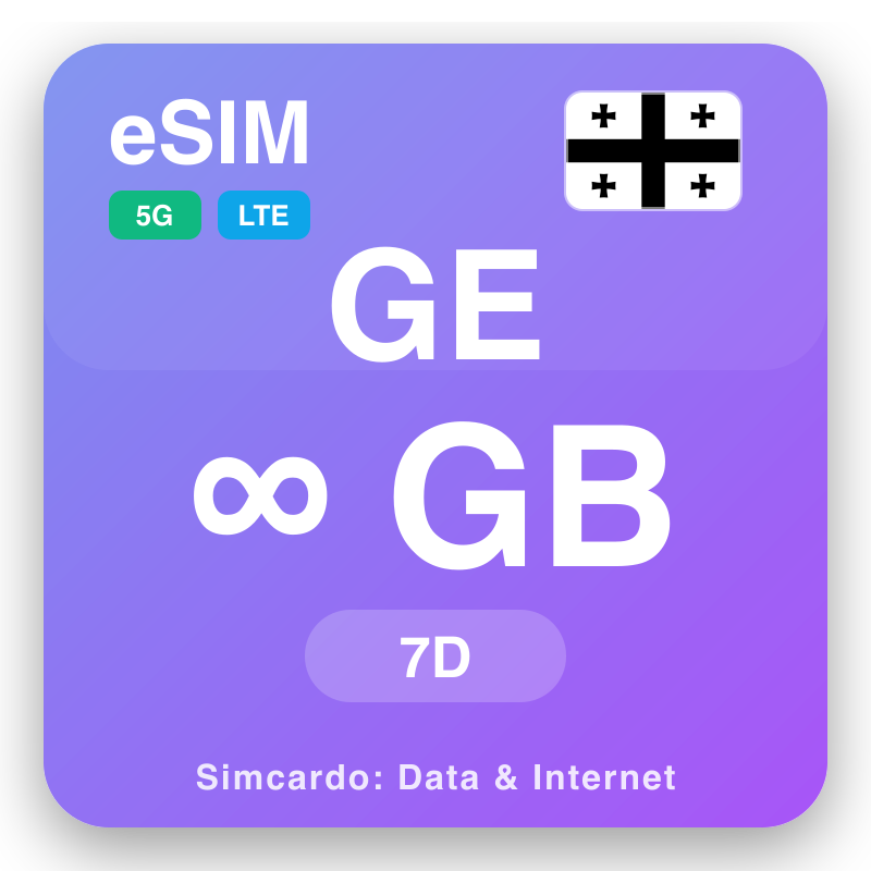 eSIM ජෝර්ජියාව Unlimited 7 දින සඳහා